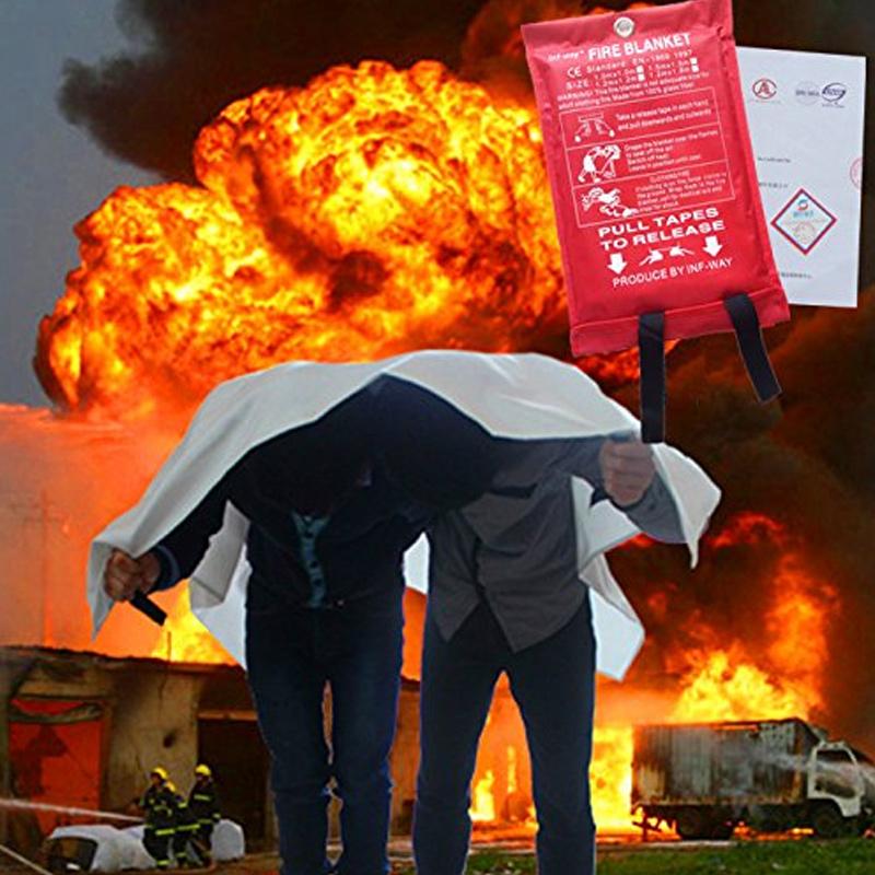 Vit brandfilt av glasfiber, 1x1 m, för värmeskydd. Robust, återanvändbar säkerhetsprodukt för hushållsbruk.