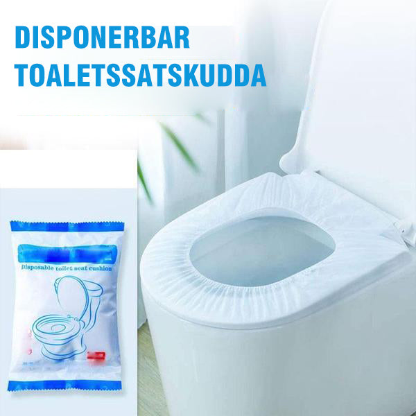 "Vit engångstoalettskydd, hygienisk och bekväm, vattentät, packat för resor och offentliga toaletter."