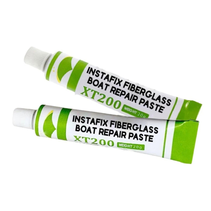 "Vit, högviskös glasfiberreparationspasta för bil- och båtskador, perfekt för gelcoatreparation och enkel applicering."