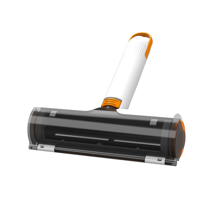"Vit och orange bärbar hårrullare för husdjur av hållbart ABS-material, kompakt design för effektiv hårborttagning."
