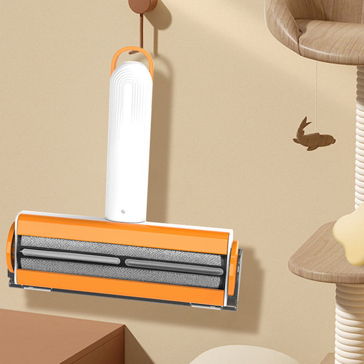 "Vit och orange bärbar hårrullare för husdjur av hållbart ABS-material, kompakt design för effektiv hårborttagning."