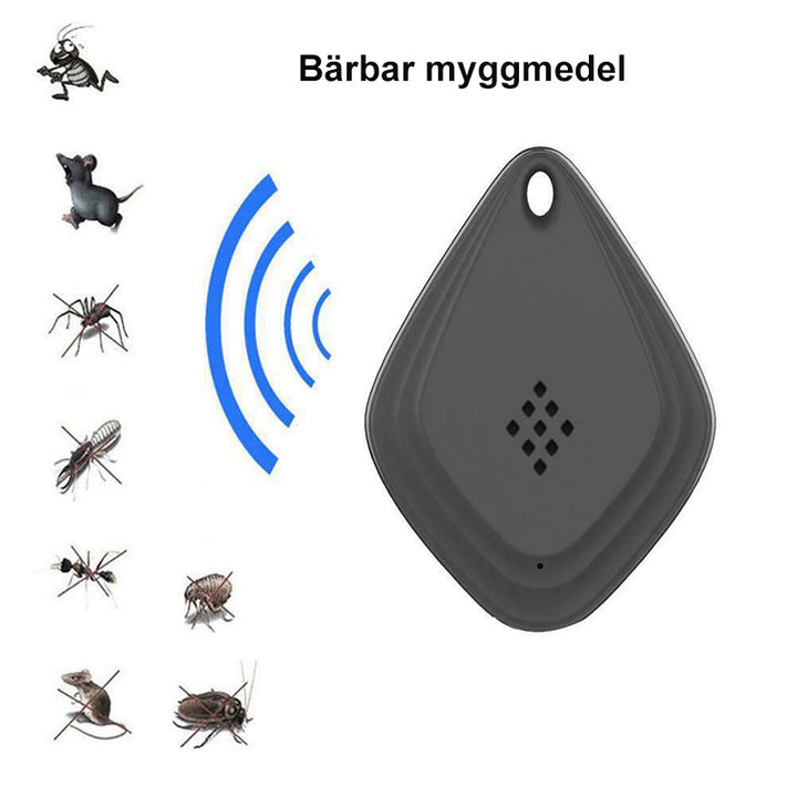 "Vit och svart ultraljud fästingskydd för husdjur, kemikaliefri, säker, vattentät och allergivänlig design."