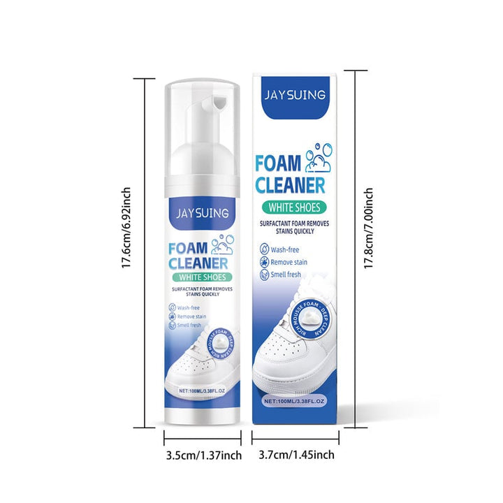 "Vit skumrengörare för sneakers och skor, kraftig och skonsam. Effektiv skumformel för djup rengöring av känsliga material."