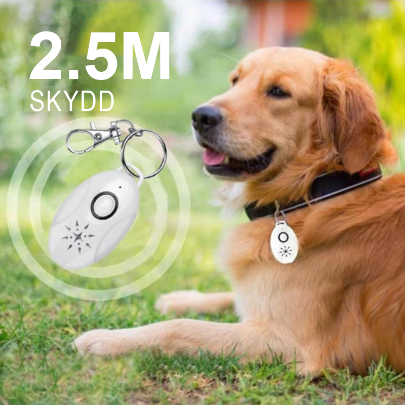 "Vit ultraljudsskyddsenhet för hundars och katters lopp- och fästingskydd, enkel att fästa på halsband, kemikaliefri."