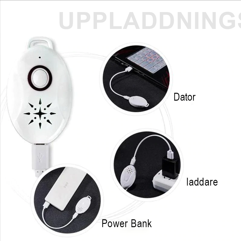 "Vit ultraljudsskyddsenhet för hundars och katters lopp- och fästingskydd, enkel att fästa på halsband, kemikaliefri."