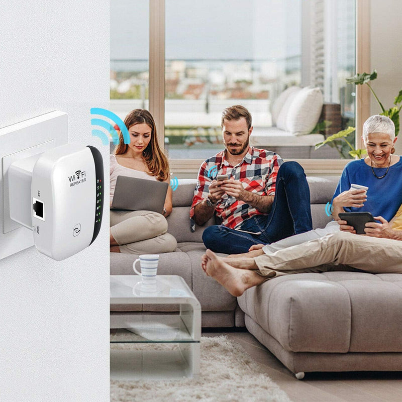 Vit WiFi Nätverksförlängare Repeater med 802.11n protokoll, diskret design för hem och kontor, förbättrad WiFi-signal.
