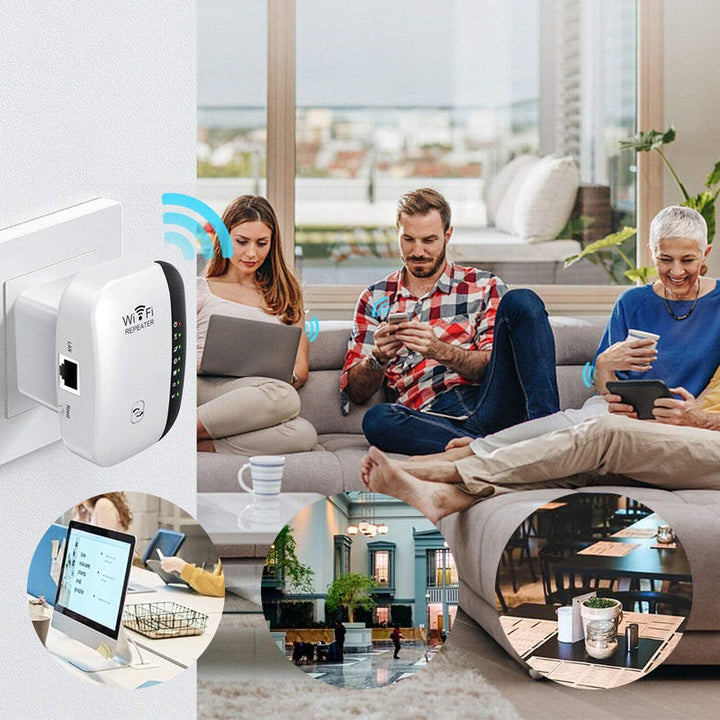 Vit WiFi Nätverksförlängare Repeater med 802.11n protokoll, diskret design för hem och kontor, förbättrad WiFi-signal.