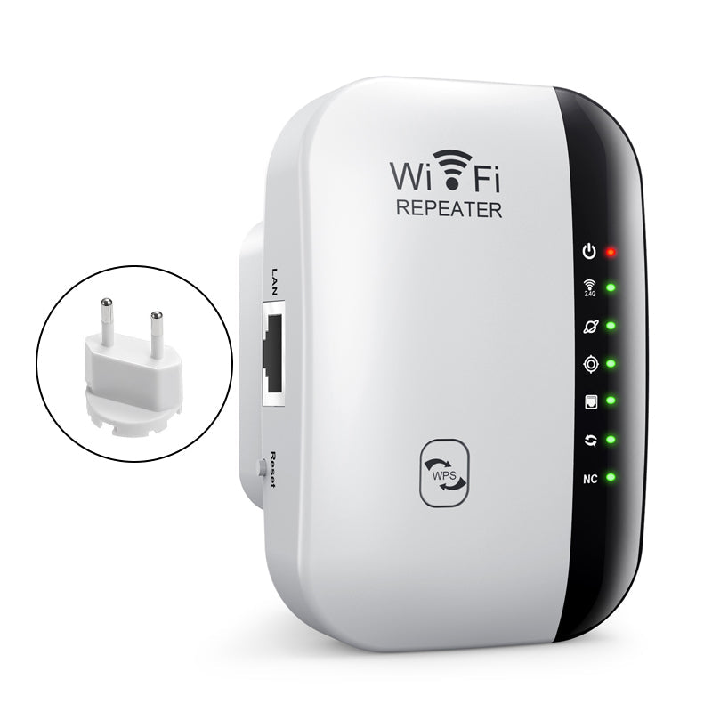 Vit WiFi Nätverksförlängare Repeater med 802.11n protokoll, diskret design för hem och kontor, förbättrad WiFi-signal.