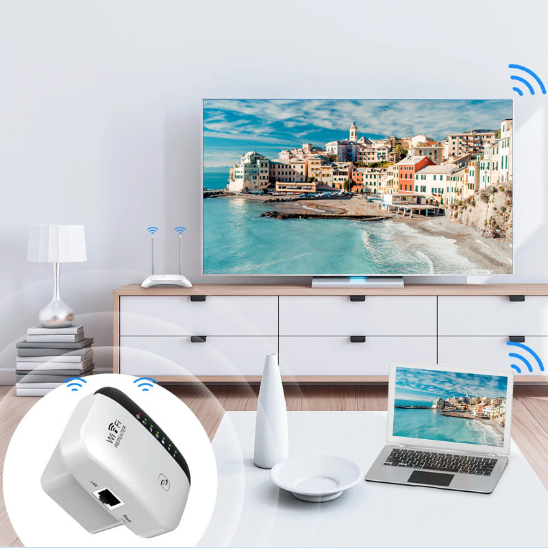 Vit WiFi Nätverksförlängare Repeater med 802.11n protokoll, diskret design för hem och kontor, förbättrad WiFi-signal.
