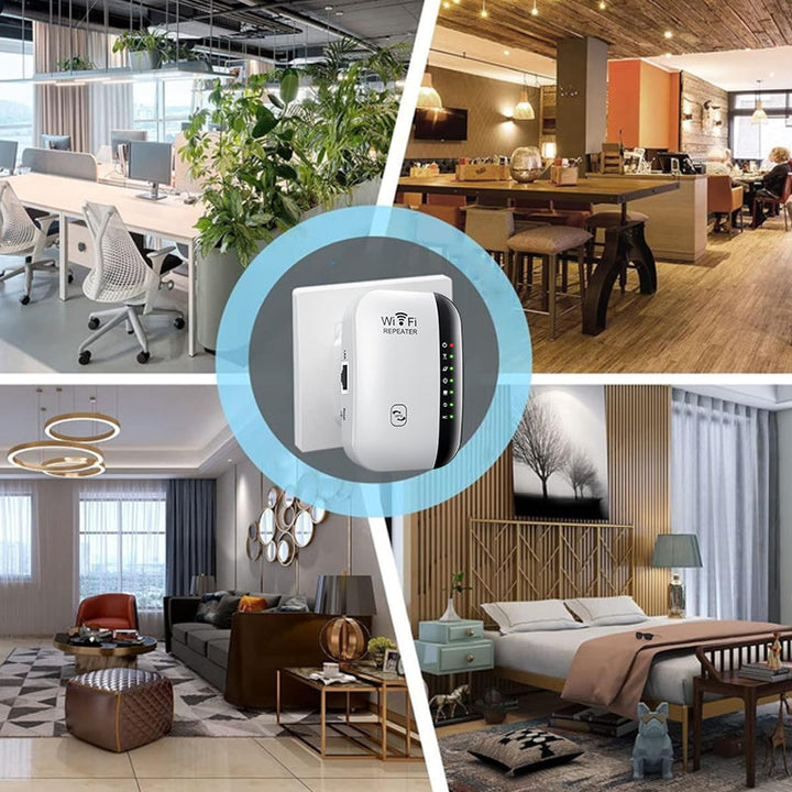 Vit WiFi Nätverksförlängare Repeater med 802.11n protokoll, diskret design för hem och kontor, förbättrad WiFi-signal.