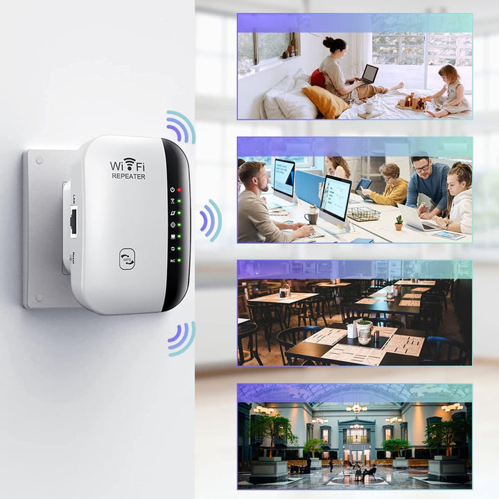 Vit WiFi Nätverksförlängare Repeater med 802.11n protokoll, diskret design för hem och kontor, förbättrad WiFi-signal.