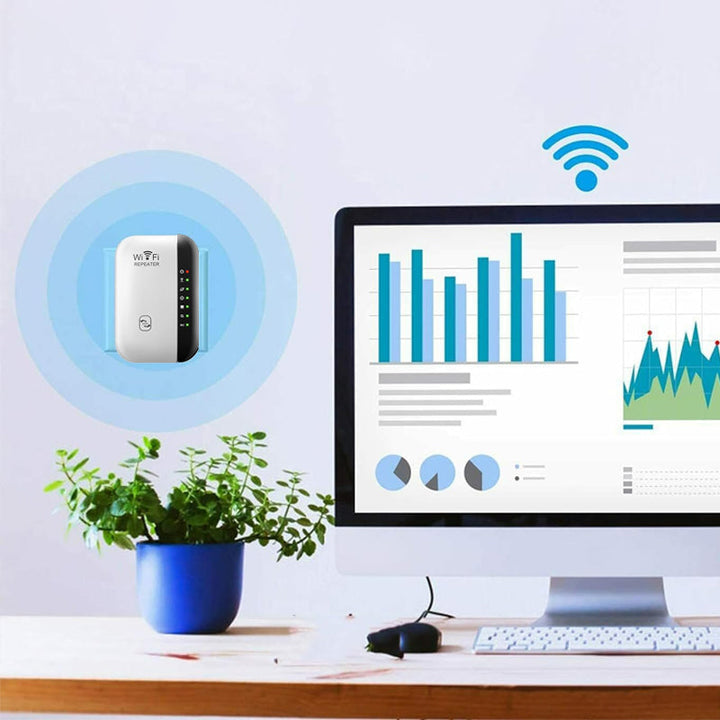 Vit WiFi Nätverksförlängare Repeater med 802.11n protokoll, diskret design för hem och kontor, förbättrad WiFi-signal.