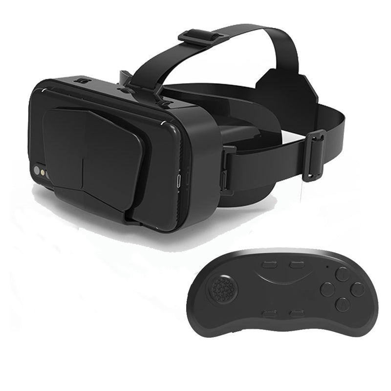 "VR panoramaglasögon med Bluetooth, IMAX-ljud; stora svarta linser, justerbara huvudramar, kompakt och hopfällbar design"