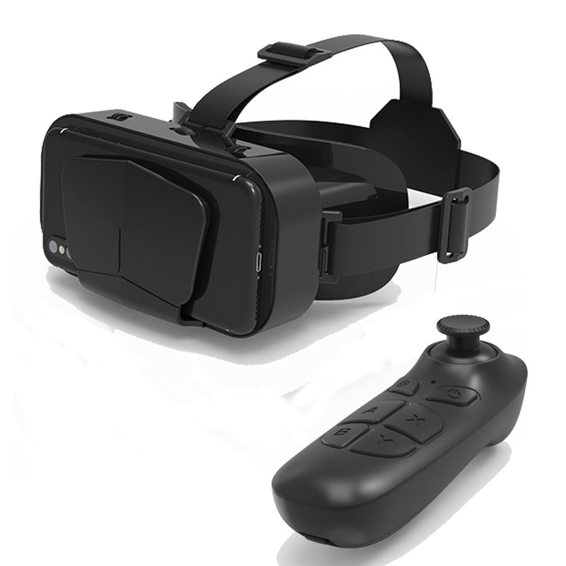 "VR panoramaglasögon med Bluetooth, IMAX-ljud; stora svarta linser, justerbara huvudramar, kompakt och hopfällbar design"