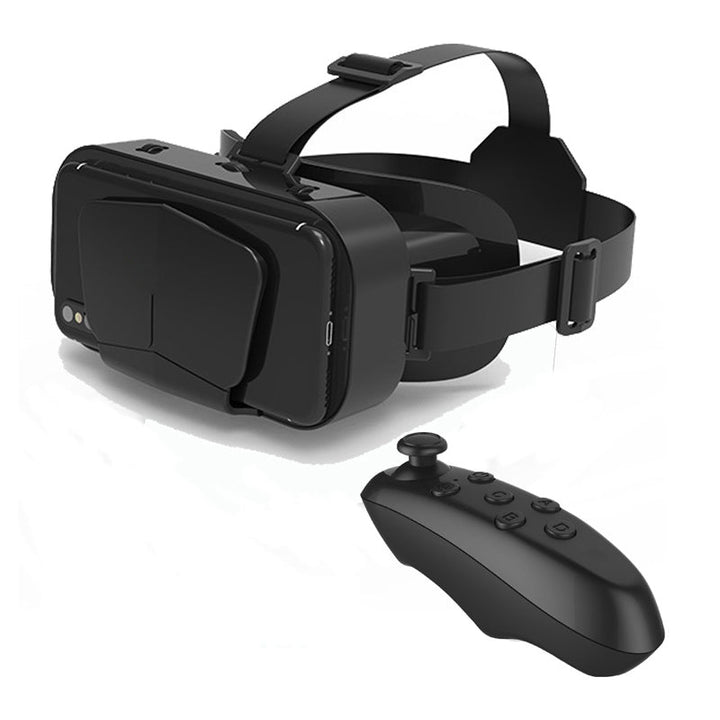 "VR panoramaglasögon med Bluetooth, IMAX-ljud; stora svarta linser, justerbara huvudramar, kompakt och hopfällbar design"
