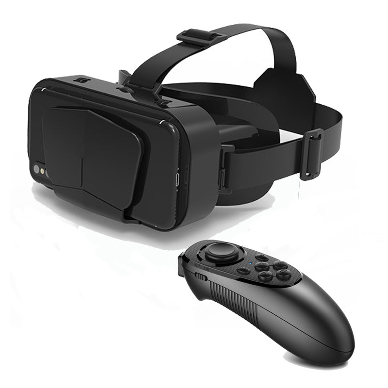 "VR panoramaglasögon med Bluetooth, IMAX-ljud; stora svarta linser, justerbara huvudramar, kompakt och hopfällbar design"