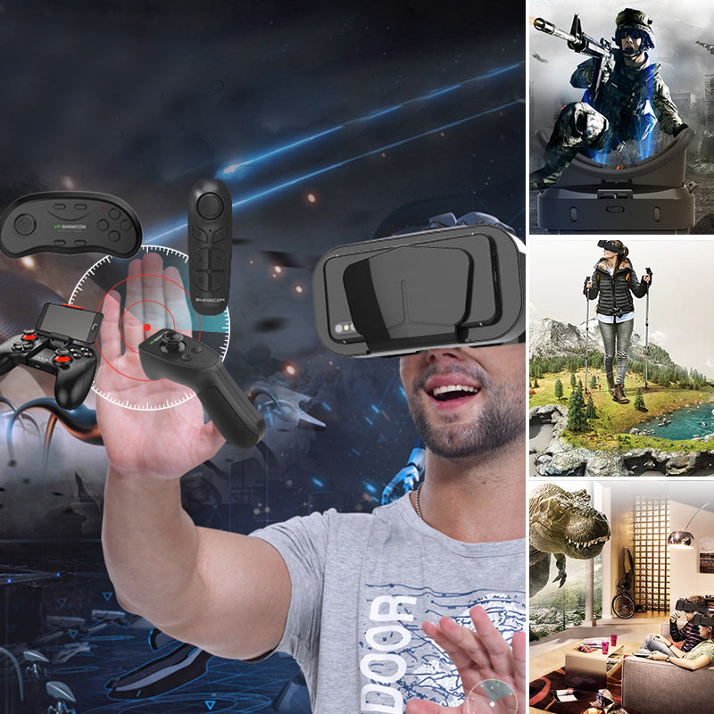 "VR panoramaglasögon med Bluetooth, IMAX-ljud; stora svarta linser, justerbara huvudramar, kompakt och hopfällbar design"